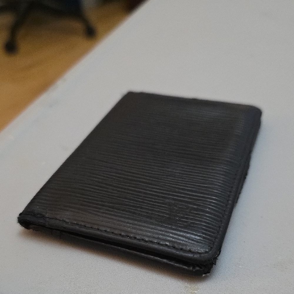 Louis Vuitton Black Key Card Holder with Textured Design